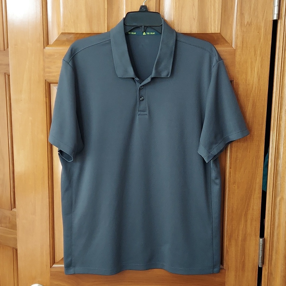 Tek Gear Men's Dark Gray Polo Shirt with Ribbed Collar, Size XL, Like New